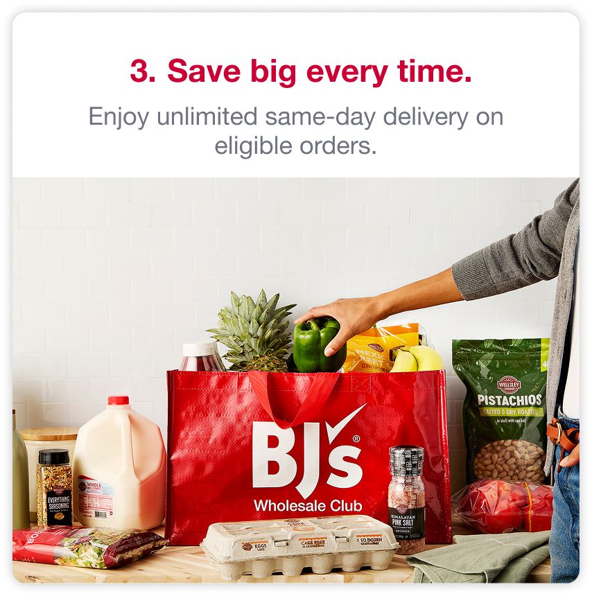 3. Save big every time. Enjoy unlimited same-day delivery on eligible orders.