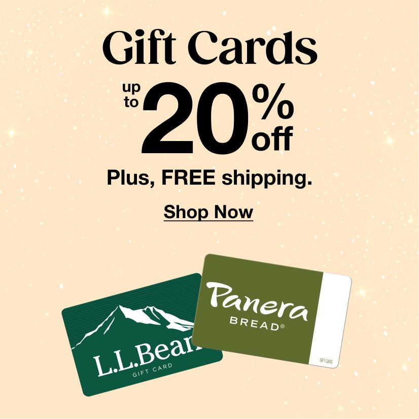 Gift cards up to 20% off