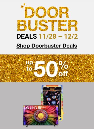 Text: Doorbuster deals 11/28 to 12/2. Click to shop doorbuster deals