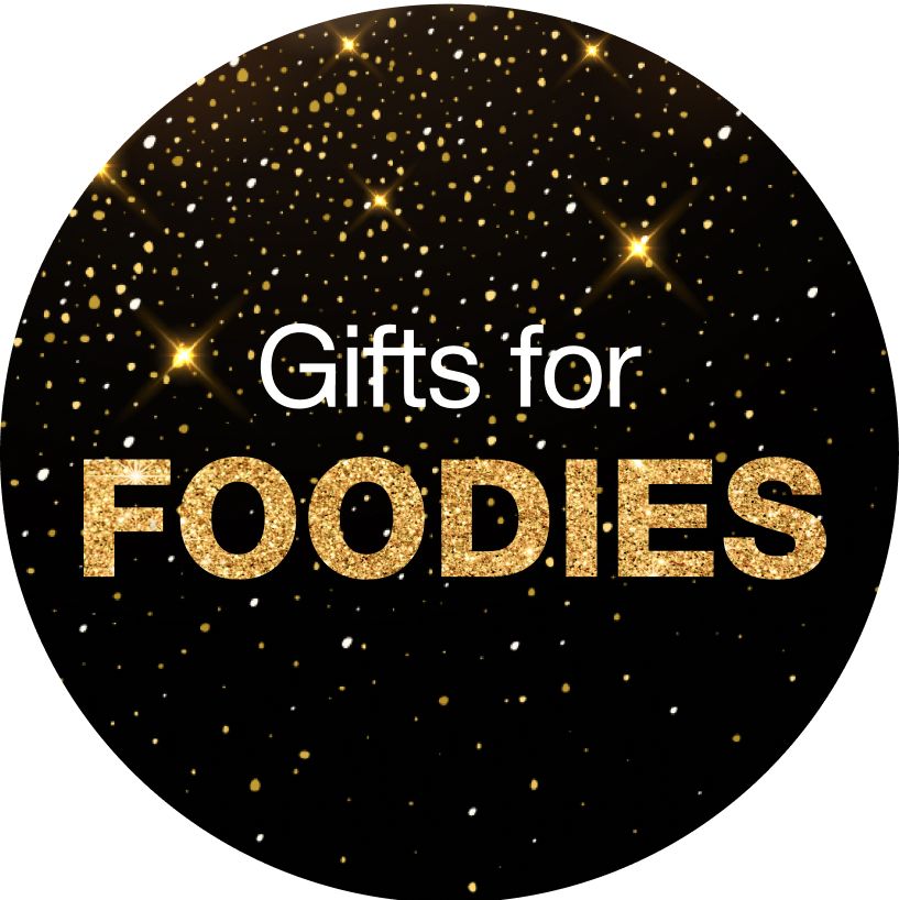 Text: Gifts for foodies.