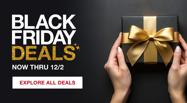 Text: Black Friday. Click to shop now