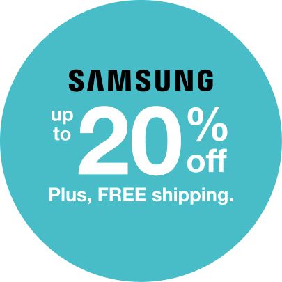 Text: Samsung up to 20% off