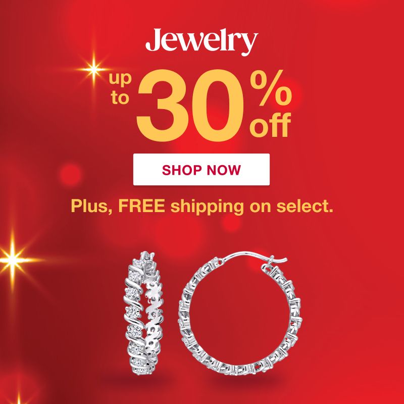 Text: Jewelry. Up to 40% off. Click to shop now