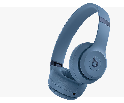 A pair of matte blue beats