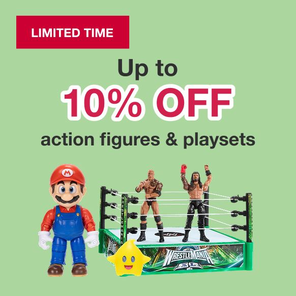 Limited time. Up to 10% off action figures & playsets.