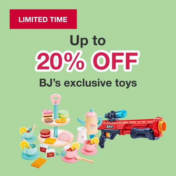 Limited time. Up to 20% off BJ's exclusive toys.