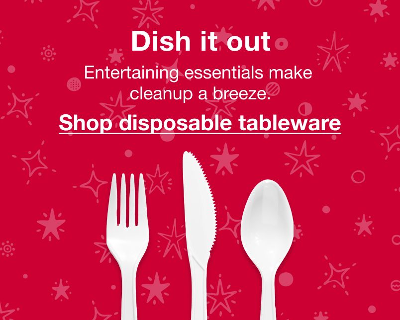 Dish it out. Entertaining essentials make cleanup a breeze. Click to shop disposable tableware