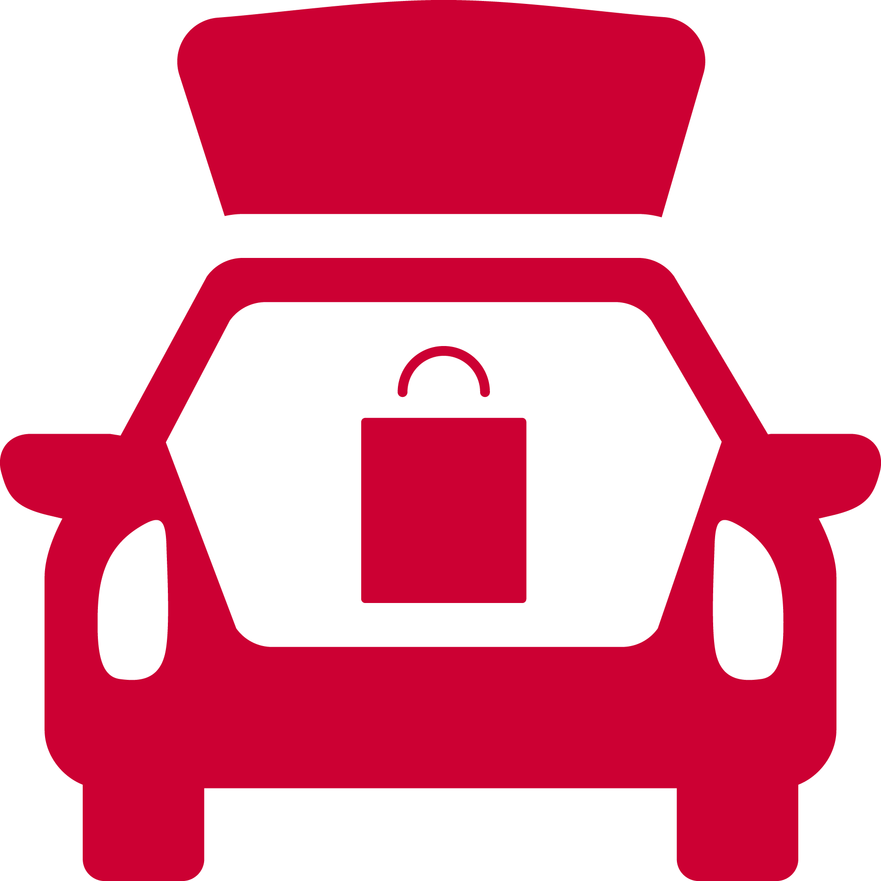 red flat icon of curbside pickup