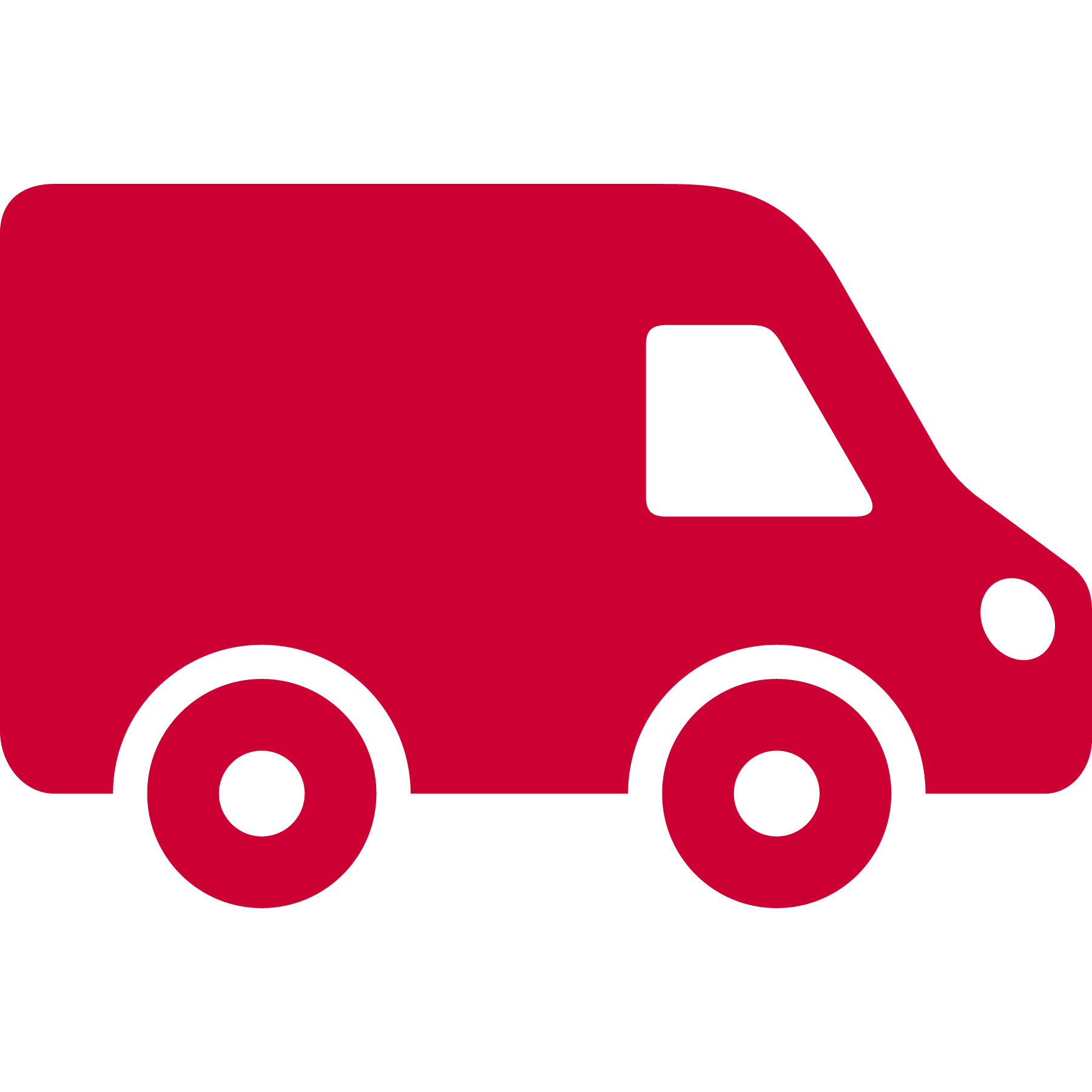 Red icon of a delivery truck