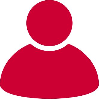 A red person over a white circle