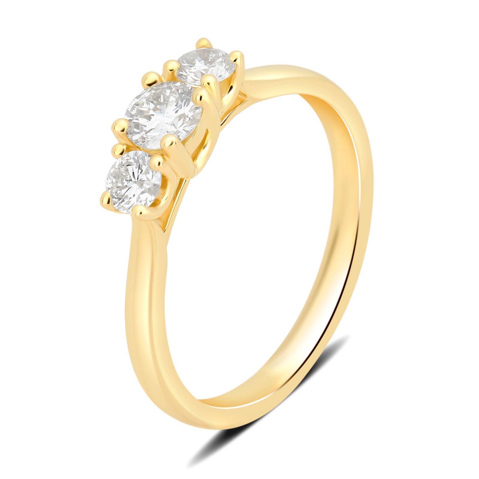 Three-Stone Diamond Engagement Ring 3/8 ct tw Round-cut 14K Yellow Gold