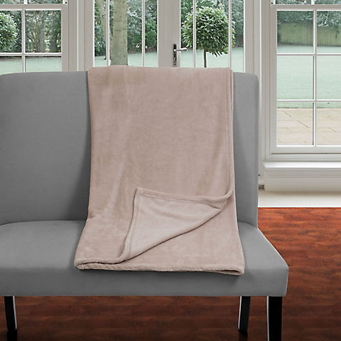 Lavish Home Super Soft Flannel Blanket - Beige