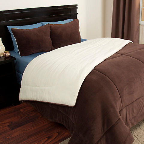 Lavish Home Sherpa/Fleece Comforter Set - Chocolate