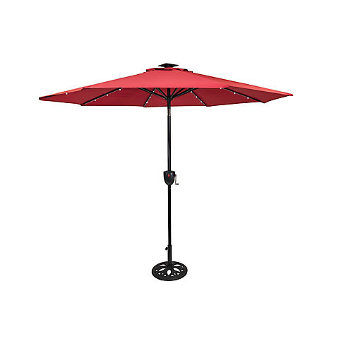 Sun-Ray 9' 8-Rib Solar Light Umbrella with Bluetooth Speaker