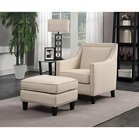 Picket House Furnishings Emery Chair and Ottoman Set
