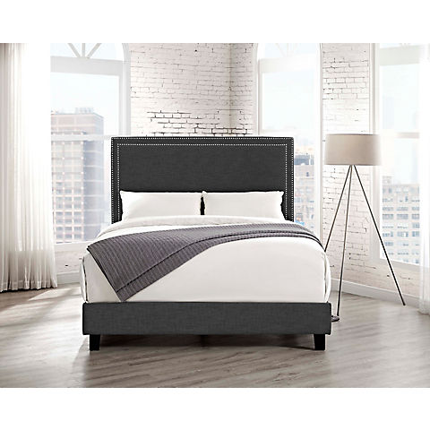 Picket House Furnishings Emery Upholstered Platform Bed - Gray