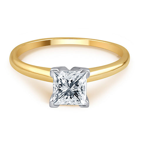 .96 ct. t.w. Diamond Princess-Cut Solitaire Ring in 14k Yellow Gold