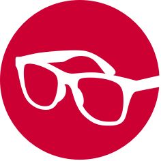 White Glasses on Red Circle
