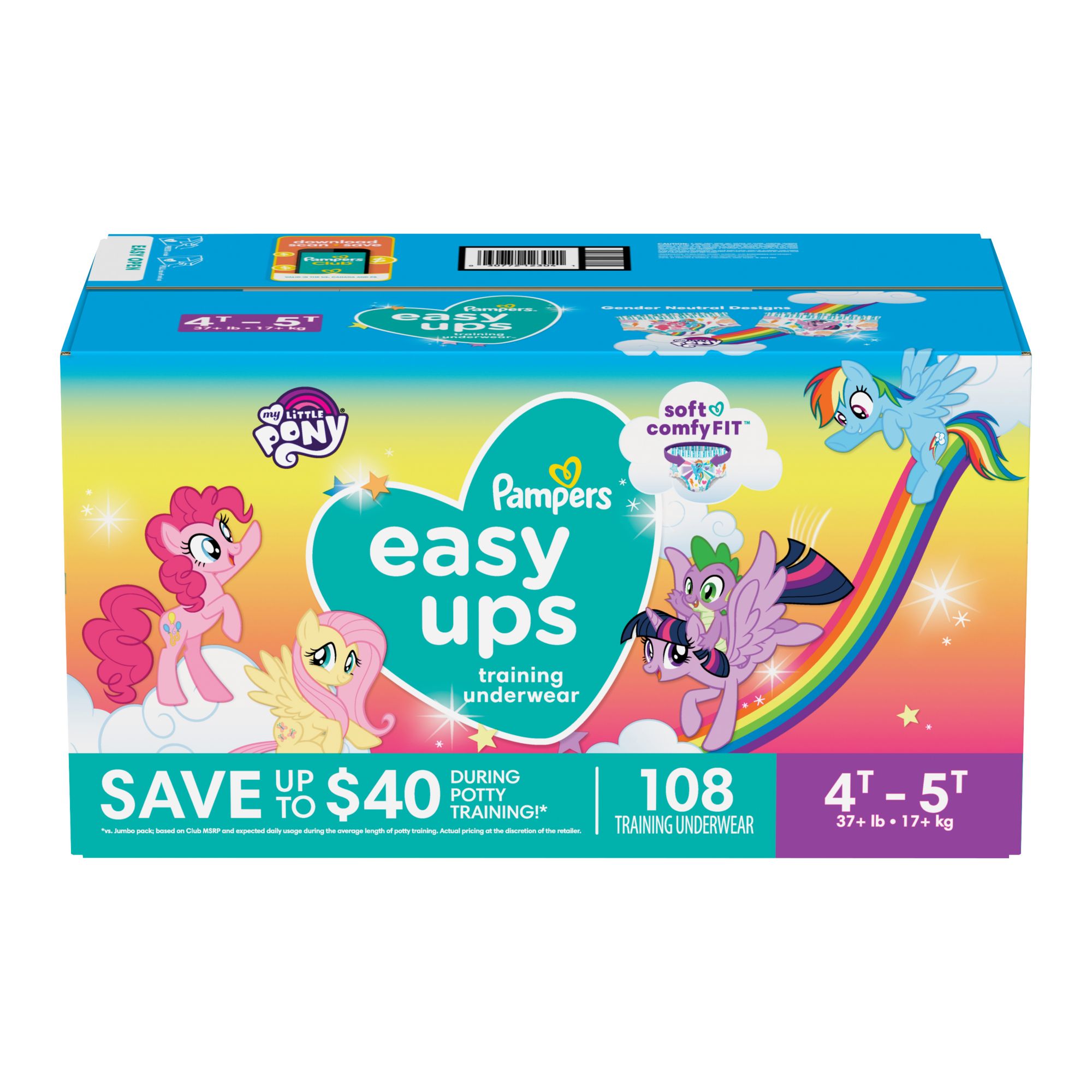 Pampers Easy Ups Training Underwear for Girls, 4T-5T (37+ lbs