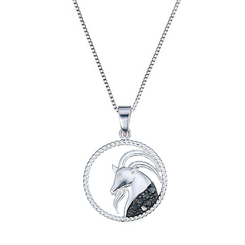 .11 ct. t.w. Black Diamond Zodiac Pendant Necklace in Sterling Silver