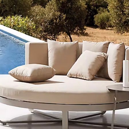 A circular poolside lounge