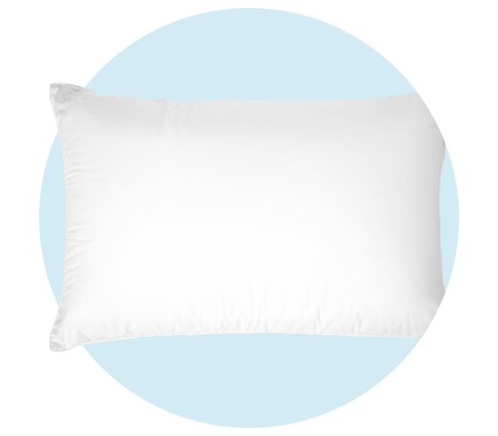 a white pillow on a blue background