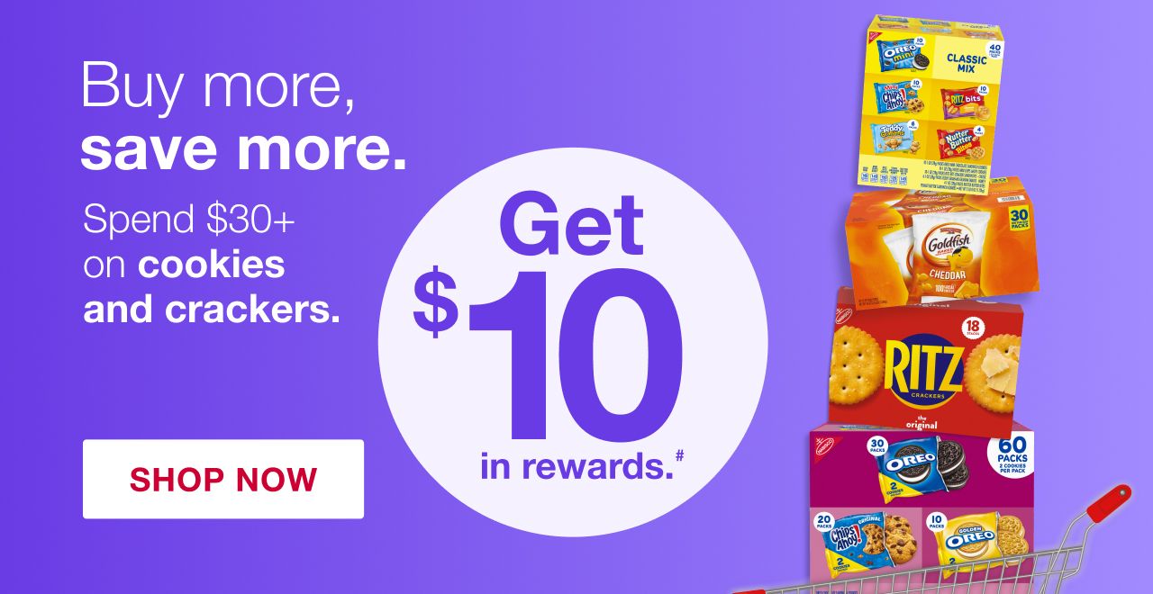 Buy more, save more. Spend $30+ on cookies and crackers. Get $10 in rewards. Terms apply. Shop now