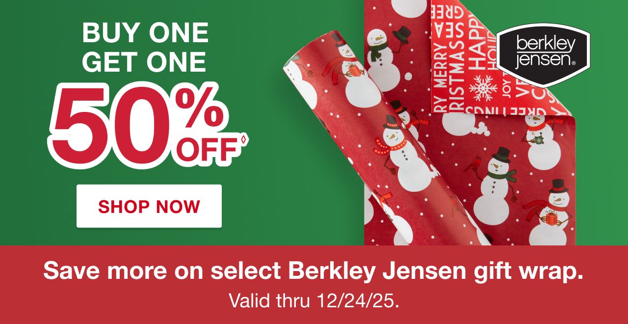Buy one get one 50% off. Save more on select Berkley Jensen gift wrap. Shop now