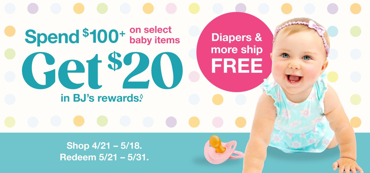 ◊Receive a $20 reward when you spend $100+ on qualifying items (as marked) in one transaction, after discounts and before taxes, in-club or on BJs.com between 8/19/25 – 9/21/25