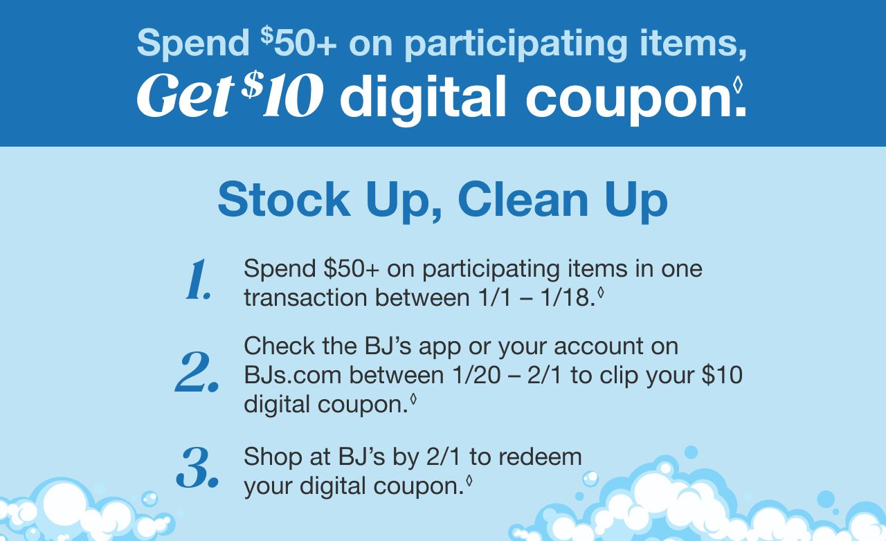 Get a $10 digital coupon when you spend $50+ on select items in one transaction.◊