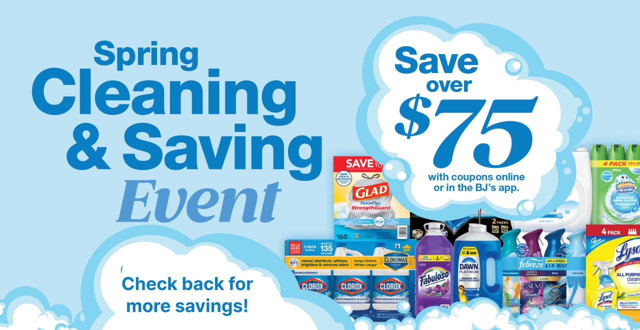 Save over $75 with coupons online or in the BJ’s app.  