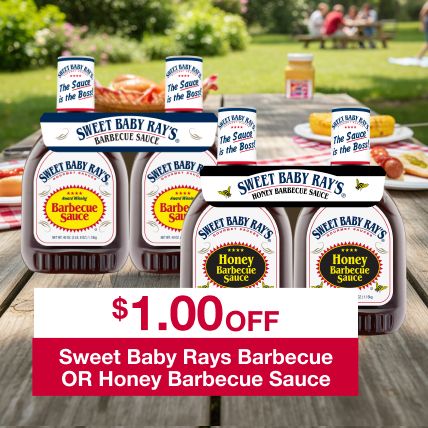 $1.00 off Sweet Baby Rays Barbecue OR Honey Barbecue Sauce