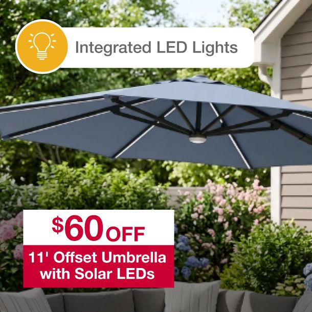 11" Offset Umbrella with Solar LED Lights