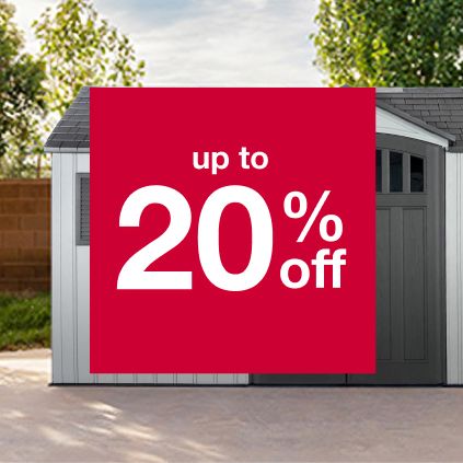 Sheds and outdoor storage, up to 20% off