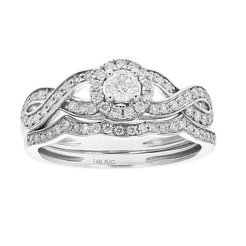 Amairah .50 ct. t.w. Diamond Infinity Engagement Ring and Wedding Band in 14k White Gold
