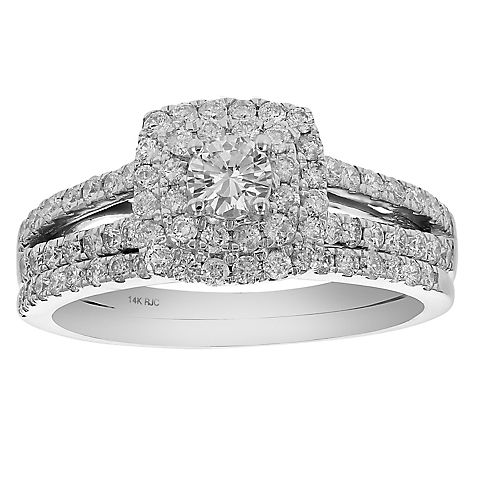 Amairah 1.00 ct. t.w. Diamond Prong Engagment Ring and Wedding Band in 14k White Gold