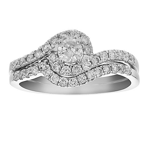 Amairah .75 ct. t.w. Diamond Channel Prong Engagement Ring and Wedding Band in 14k White Gold