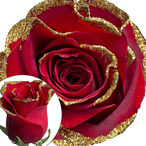 Red Gold Glitter Roses