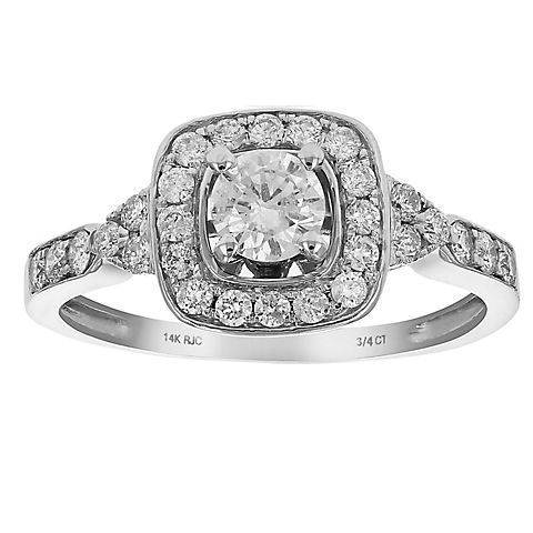 Amairah .75 ct. t.w. Diamond Halo 4-Prong Engagement Ring in 14k White Gold