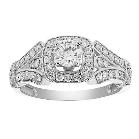 Amairah 1.00 ct. t.w. Diamond Halo 4-Prong Engagement Ring in 14k White Gold