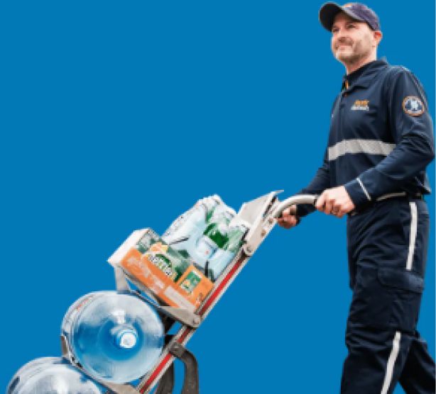 Man with a dolly delivering products