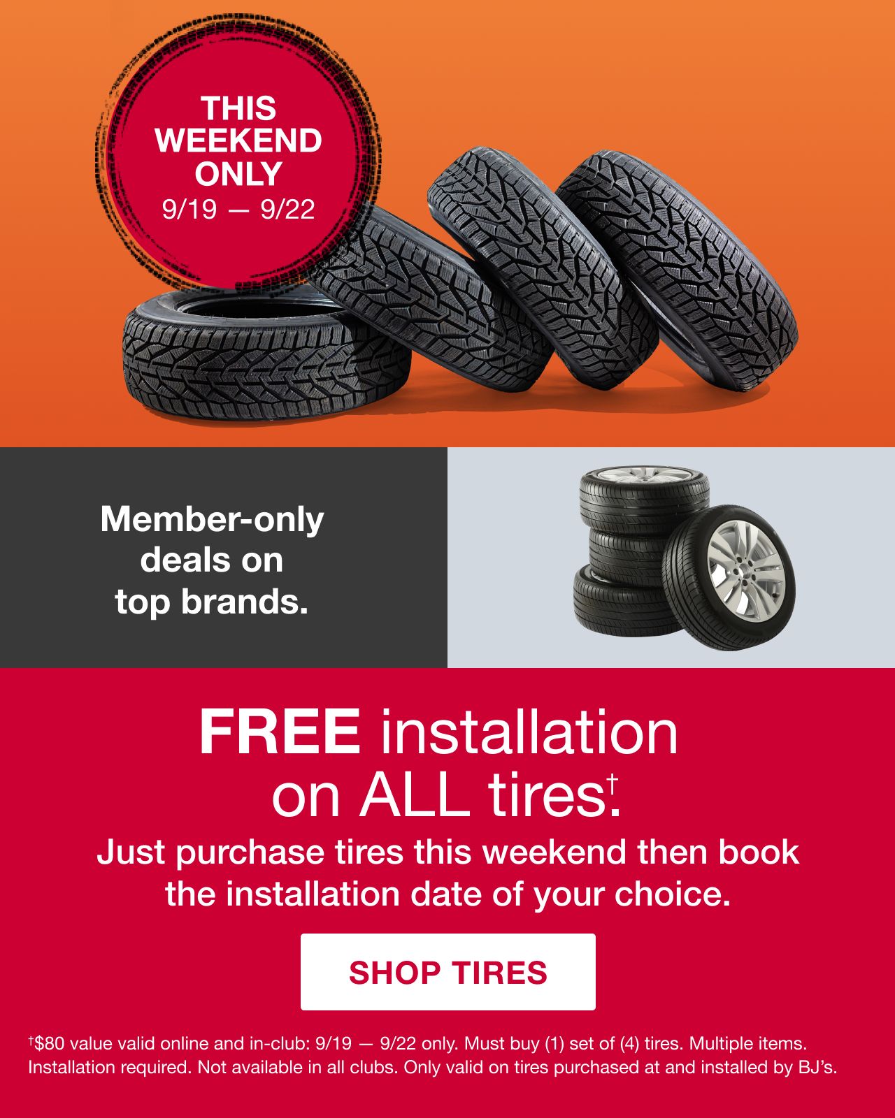 BJ's Tire Center. Click to shop tires