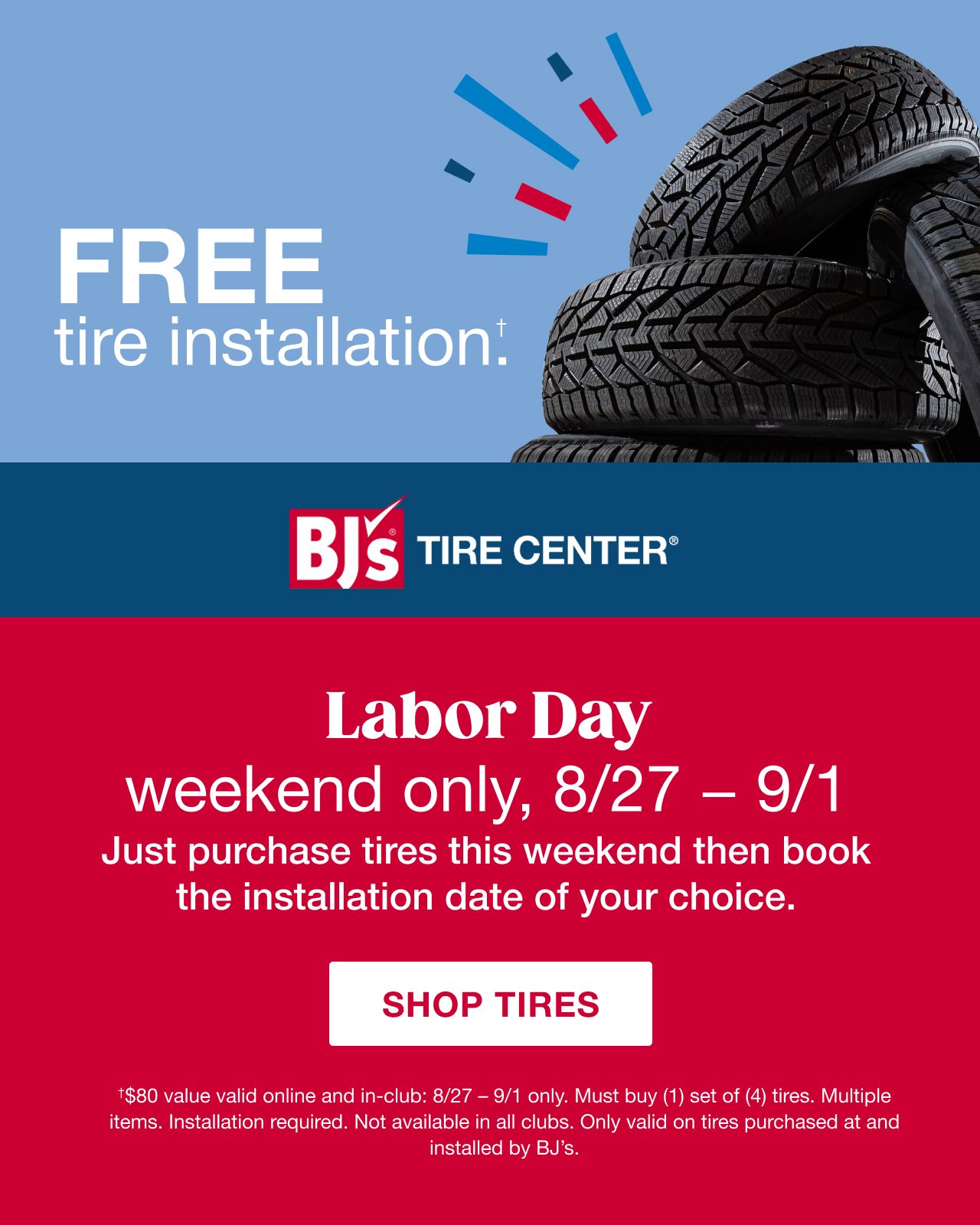 BJ's Tire Center. Click to shop tires