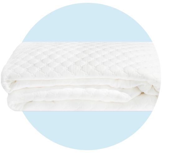 a white mattress topper on a blue background