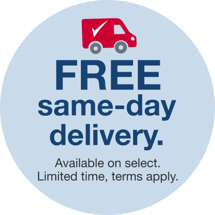 Free same-day delivery. Available on select. Limited time. Terms apply.